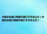 中国农业银行网银页面打不开怎么办（中国农业银行网银页面打不开怎么办）
