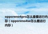 opporeno4pro怎么查看运行内存（opporeno4se怎么看运行内存）