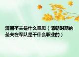 清朝莝夫是什么意思（清朝时期的莝夫在军队是干什么职业的）