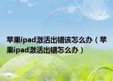 苹果ipad激活出错该怎么办（苹果ipad激活出错怎么办）