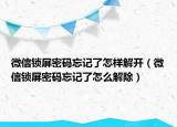 微信锁屏密码忘记了怎样解开（微信锁屏密码忘记了怎么解除）