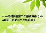 vivo如何开启第二个系统分身（vivo如何开启第二个系统分身）