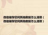 微信储存空间其他数据怎么清理（微信储存空间其他数据怎么清理）