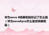 华为nova 6锁屏密码忘记了怎么搞（华为nova8pro怎么更改锁屏密码）