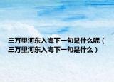 三万里河东入海下一句是什么呢（三万里河东入海下一句是什么）