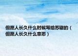 但愿人长久什么时候写给苏辙的（但愿人长久什么意思）
