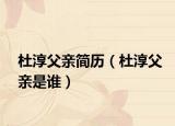 杜淳父亲简历（杜淳父亲是谁）