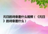 元日的诗意是什么视频（《元日》的诗意是什么）