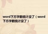 word下方字数统计没了（word下方字数统计没了）