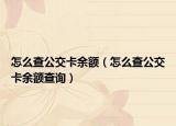 怎么查公交卡余额（怎么查公交卡余额查询）