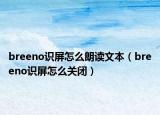 breeno识屏怎么朗读文本（breeno识屏怎么关闭）