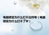 电脑键盘为什么打不出符号（电脑键盘为什么打不了字）