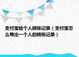 支付宝给个人转账记录（支付宝怎么导出一个人的转账记录）