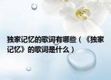 独家记忆的歌词有哪些（《独家记忆》的歌词是什么）
