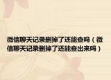 微信聊天记录删掉了还能查吗（微信聊天记录删掉了还能查出来吗）