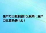 生产力三要素是什么视频（生产力三要素是什么）