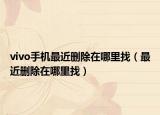 vivo手机最近删除在哪里找（最近删除在哪里找）
