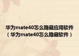 华为mate40怎么隐藏应用软件（华为mate40怎么隐藏软件）