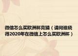 微信怎么买欧洲杯竞猜（请问谁晓得2020年在微信上怎么买欧洲杯）