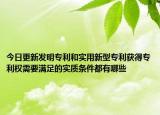 今日更新发明专利和实用新型专利获得专利权需要满足的实质条件都有哪些