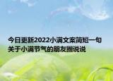 今日更新2022小满文案简短一句 关于小满节气的朋友圈说说