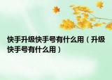 快手升级快手号有什么用（升级快手号有什么用）