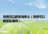 微博可以群发消息么（微博可以群发私信吗）