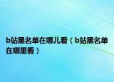 b站黑名单在哪儿看（b站黑名单在哪里看）