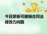 今日更新可撤销合同法律效力问题