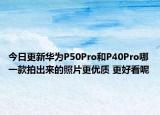 今日更新华为P50Pro和P40Pro哪一款拍出来的照片更优质 更好看呢