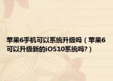苹果6手机可以系统升级吗（苹果6可以升级新的iOS10系统吗?）
