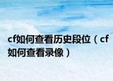 cf如何查看历史段位（cf如何查看录像）