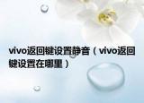 vivo返回键设置静音（vivo返回键设置在哪里）