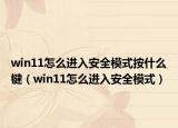 win11怎么进入安全模式按什么键（win11怎么进入安全模式）