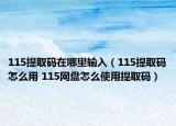 115提取码在哪里输入（115提取码怎么用 115网盘怎么使用提取码）