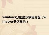 windows分区显示恢复分区（windows分区显示）