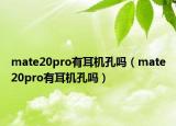 mate20pro有耳机孔吗（mate20pro有耳机孔吗）