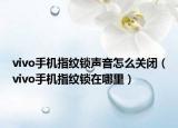 vivo手机指纹锁声音怎么关闭（vivo手机指纹锁在哪里）