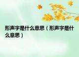 形声字是什么意思（形声字是什么意思）