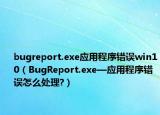 bugreport.exe应用程序错误win10（BugReport.exe—应用程序错误怎么处理?）