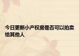 今日更新小产权房是否可以拍卖给其他人