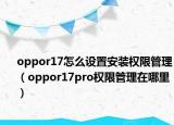 oppor17怎么设置安装权限管理（oppor17pro权限管理在哪里）