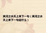 黄河之水天上来下一句（黄河之水天上来下一句是什么）
