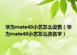 华为mate40小艺怎么设置（华为mate40小艺怎么改名字）