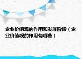企业价值观的作用和发展阶段（企业价值观的作用有哪些）
