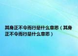 其身正不令而行是什么意思（其身正不令而行是什么意思）