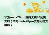 华为mate20pro支持无线40瓦快充吗（华为mate20pro支持无线充电吗）