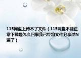 115网盘上传不了文件（115网盘不能正常下载是怎么回事我已经将文件分享过N遍了）