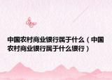 中国农村商业银行属于什么（中国农村商业银行属于什么银行）