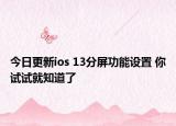 今日更新ios 13分屏功能设置 你试试就知道了